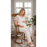 Lohusa Homewear Yeni Sezon Ekru Hamile Lohusa Yazlık Dantel Kol Özel Tasarım Düğme Detaylı Pijama Takımı