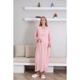 Lohusa ve Hamileler İçin Dantel Detaylı V Yaka Hamile Lohusa Gecelik ve Sabahlık Takımı (2 Parça) Somon 2XL Beden