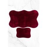 lohusahamile 2'li 80x140 50x70 Cm Büyük Ebat Banyo Paspası Seti Kaymaz Tabanlı Klozet Takımı 80X140 VİŞNE