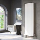 Lojimax Alüminyum Çift Panel Dikey Radyatör Kalsedon Double 1800 x 280 3 Dilim | Dokulu Beyaz | Yüksek Isıl Güç | 5 Yıl Üretici Garantisi