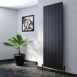 Lojimax Alüminyum Çift Panel Dikey Radyatör Kalsedon Double 600 x 945 10 Dilim | Siyah Fırçalı Eloksal | Yüksek Isıl Güç | 5 Yıl Üretici Garantisi