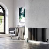 Lojimax Alüminyum Çift Panel Dikey Radyatör Siesta Double 600X404mm 7 Dilim Dokulu Antrasit Gri | 692 W Yüksek Isıl Güç | 5 Yıl Üretici Garantisi
