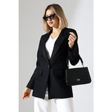 Lokadi Kadın Siyah Tek Düğme Blazer Ceket Uzun Kol Regular Kalıp Resmi Stil