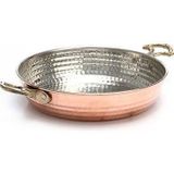 Lokanta Büfe Otellere ideal 22cm bakır sahan elişi çekiç dövme içi kalaylı çift kulp yumurta sağanı