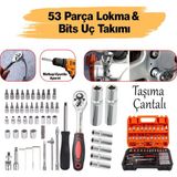 Lokma Anahtar Takımı 53 Parça Uzatma Kolu Mafsallı 1/4 Yıldız Hex Tork Düz Set Bits Uç Allen