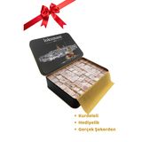 Lokumani Karışık Antep Fıstıklı ve Sade Lokum 550 Gr - Kurdeleli Metal Kutu - Galata Kulesi BT1400