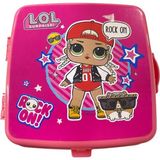 Lol Kız Çocuk Pembe Desenli Beslenme Kabı Çatal Kaşık Hediyeli 4 Bölmeli