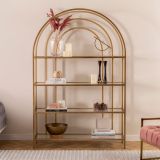 Lola Curve Metal Kitaplık, 4 Raflı, Pirinç