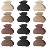 Lolalet 12 adet küçük saç tokası, saç tokası, 4 cm, mini saç pençesi, örümcek, saç klipsi, kadınlar ve kız çocuklar için, kalın, ince, ince saç modeli, kıskaçlar, güçlü, şık, akrilik, muz klipsi, kahverengi
