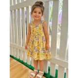 Lolipop Kids Store Kız Çocuk Çiçekli Elbise - 00Sarı - 5 - 6 Yaş