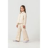 Lolipop Kids Store Kız Çocuk Çiçekli Kot Ceket Pantolon Takım - 9 - 10 Yaş - Krem