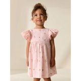 Lolipop Kids Store Kız Çocuk Fırfırlı Kol Detaylı Çiçekli Elbise - 3 - 4 Yaş - Pembe