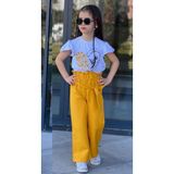 Lolipop Kids Store Kız Çocuk Kalpli Tişört Pantolon Takım - 01S-Sarı - 3 - 4 Yaş
