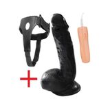 Lolita Shop 22 Cm Kalın 10 Farklı Titreşimli Kemerli Dildo Takma Belden Bağlamalı Siyah Vibratör Penis