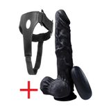 Lolita Shop 24 Cm 10 Mod Titreşimli Siyahi Ten Dokusunda Belden Bağlamalı Vibratör Kemerli Penis Dildo