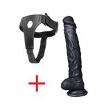 Lolita Shop 25 Cm Takma Kemerli Siyahi Penis Dokuda Vantuzlu Belden Bağlamalı Siyah Dildo