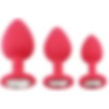 Lolita Shop Anal Genişletici Açıcı Alıştırıcı Taşlı Soft Silikon Dokuda 3 Farklı Boyutta Plug Tıkaç Seti