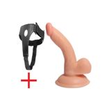 Lolita Shop Anal Vajina Kemerli 13 Cm Eğik Takma Penis Vantuzlu Doku Belden Bağlamalı Dildo