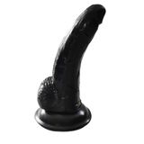Lolita Shop Anal Vajinal Kullanılabilen Et Doku 16 Cm Testisli Vantuzlu Süper Siyah Penis Dildo