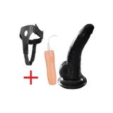 Lolita Shop Anal Ve Vajina Belden Bağlamalı Siyah Dildo 16 Cm 10 Mod Titreşim Penis Takma Kemerli Vibratör