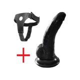 Lolita Shop Belden Bağlamalı Dildo Anal Vajina 16 Cm Vantuzlu Strapon Takma Kemerli Siyah Penis