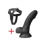 Lolita Shop Belden Bağlamalı Kalın 13.5 Cm Anal Vajinal Siyahi Dildo Doku Takma Kemerli Penis
