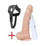 Lolita Shop Doku 19.5 Cm Oynar Başlıklı Titreşimli Kemerli Takma Penis Belden Bağlamalı Dildo Vibratör