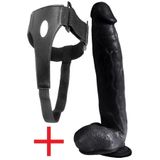 Lolita Shop Doku Kemerli Kalın 31 Cm Siyah Penis Belden Bağlamalı Vantuzlu Takma Dildo