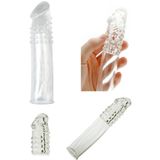 Lolita Shop Dolgulu 5 cm Uzatmalı Esnek Şeffaf Silikon Dokuda Klitoris Nokta Uyarıcılı Özellikli Penis Kılıfı