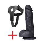 Lolita Shop Et Dokusunda Vantuzlu 17 Cm Kalın Siyahi Kemerli Takma Penis Belden Bağlamalı Siyah Dildo