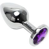 Lolita Shop Gümüş Metal Mor Taşlı 8,2 cm Lüks Anal Plug ve Tıkaç