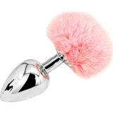 Lolita Shop Gümüş Metal Yumuşak Ponpon Tüylü 7 cm Anal Açıcı Genişletici Alıştırıcı Anal Fantazi Plug Tıkaç