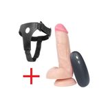 Lolita Shop Kalın 18 Cm 10 Mod Titreşimli Kemerli Takma Dildo Belden Bağlamalı Penis Vibratör