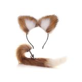 Lolita Shop Metal Anal Tıkaç + Kedi Kulaklı Taç Pelüş Genişletici Plug Tüylü Kuyruk Beyaz Kahverengi Fantezi Set