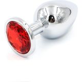 Lolita Shop Metal Gümüş Paslanmaz Kırmızı Taşlı 10 cm Lüks Anal Plug ve Tıkaç
