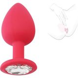 Lolita Shop Mücevher Taşlı 8,2 Cm Soft Kırmızı Silikon Dokuda Anal Açıcı Alıştırıcı Tıpa Genişletici Tıkaç Plug