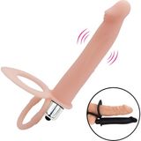 Lolita Shop Özel Silikon Dokuda 10 Farklı Titreşim Hızlı Çiftli Double Anal Penetratör ve Penis Halkası