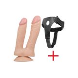 Lolita Shop Soft Esnek Doku Çift Başlıklı Kemerli Belden Bağlamalı Vantuzlu Çatal Penis Dildo