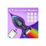 Lolita Shop Telefon Uygulama Kontrollü Şarjlı Farklı Led Işıklar Modlu Titreşim Silikon Anal Plug Tıkaç Vibratör