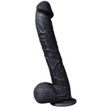 Lolita Shop Ultra Görünümde Et Dokusunda 33.5 Cm Kalın Siyahi Penis Güçlü Vantuzlu Siyah Dildo