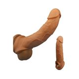 Lolita Shop Ultra Penis Dokusu Testise Geçirmeli 4.5 Cm Uzatmalı Dolgulu 20 Cm Penis Kılıfı