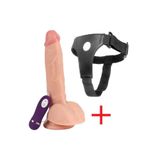 Lolita Shop Ultra Soft Doku 24.5 Cm 10 Farklı Titreşimli Vibratör Belden Bağlamalı Kemerli Penis Dildo