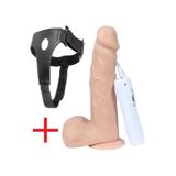 Lolita Shop Yumuşak Doku 19 cm Güçlü Titreşim Belden Bağlamalı Dildo Penis Oynar Başlıklı Kemerli Takma Vibratör