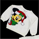 Lolli Boom Kids Kız Çocuk 3 Iplik Krem Renk Üzeri Renkli Mickey Yılbaşı Noel Şapkalı Baskı Desen Detaylı Sweatshirt - 1 - 2 Yaş - Açık Krem