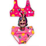 Lolli Boom Kids Kız Çocuk Çizgi Film Karakterli Figürlü Mayokini Yeni Sezon - Açık Pembe - 3 - 4 Yaş