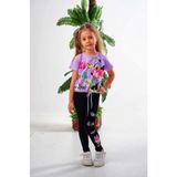 Lolli Boom Kids Kız Çocuk Crop Top Simli Kordon Detaylı Tayt Tshirt Takım Mor Neon Pembe Mickey Kalp Baskı Desen - 3TD-Mor - 9 - 10 Yaş