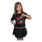 Lolli Boom Kids Kız Çocuk Dalgıç Kumaş Cool But Sweet Tül Detaylı Etek Alt Üst Takım - 9 Yaş - Siyah