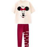 Lolli Boom Kids Kız Çocuk Fiyonk - Kurdela Aplike Detaylı Bordo - Kırmızı Renk Baskılı T-Shirt Tayt Alt Üst Takım - 12R-Bordo - 7 - 8 Yaş