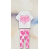 Lolli Boom Kids Kız Çocuk Kalp Desentshirt - Tayt 2'Li Alt Üst Takım - 3 - 4 Yaş - Beyaz - Pembe