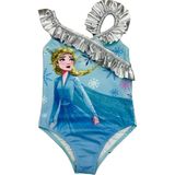 Lolli Boom Kids Kız Çocuk Lame - Gümüş Geçiş Detaylı Son Sezon Karikatür Çizim Frozen Desen Tarz Mayo - 2 - 3 Yaş - Açık Mavi - Gümüş